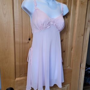 Oscar De La Renta Pink Label Babydoll Chemise Floral Applique Bow Sz Large